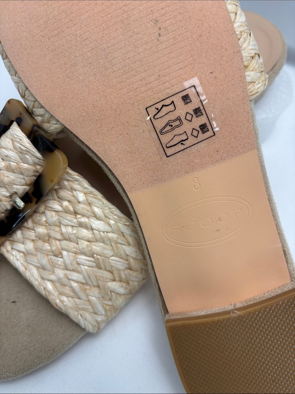Scoop Women’s 8 Woven Raffia Slide Sandals with Tortoise Buckle - Natural - Picture 3 of 13